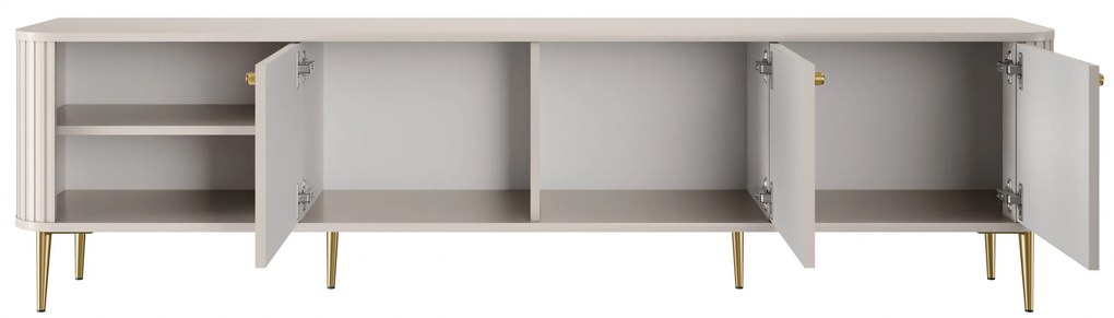 TV stolík Vespera 3D 187 cm - kašmírová / zlaté nožičky