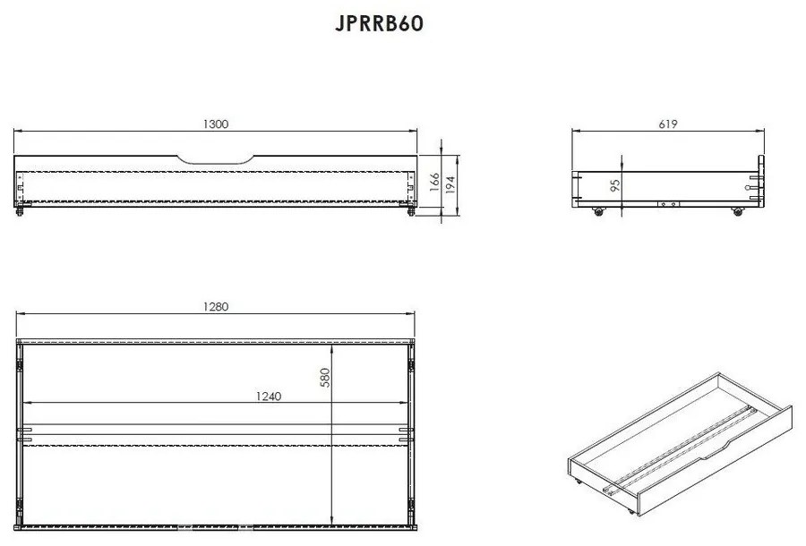 Biela rastúca detská posteľ z borovicového dreva s úložným priestorom s matracom/s roštom Jumper – Vipack
