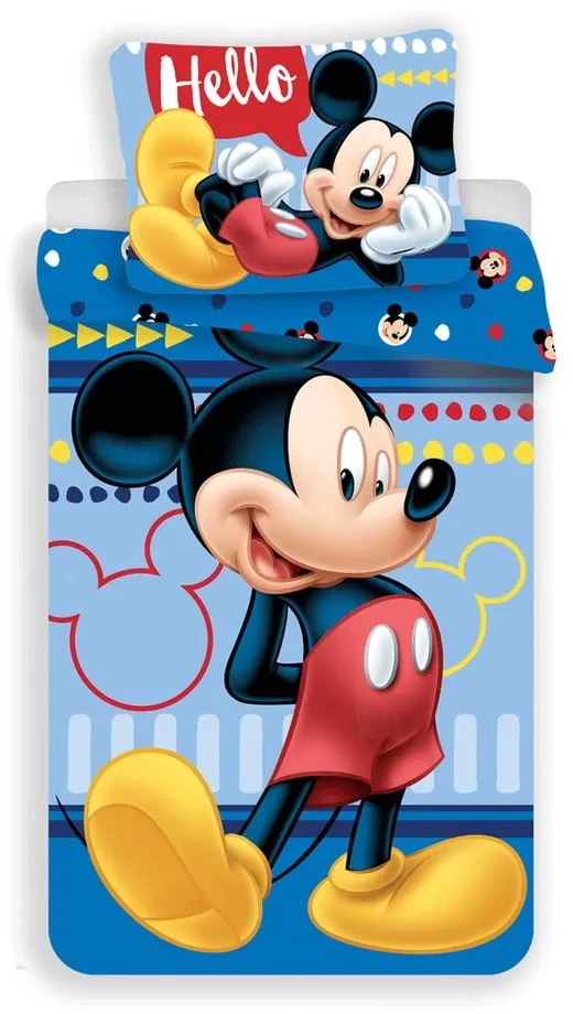 Bavlnené detské obliečky na jednolôžko 140x200 cm Mickey "Hello" – Jerry Fabrics