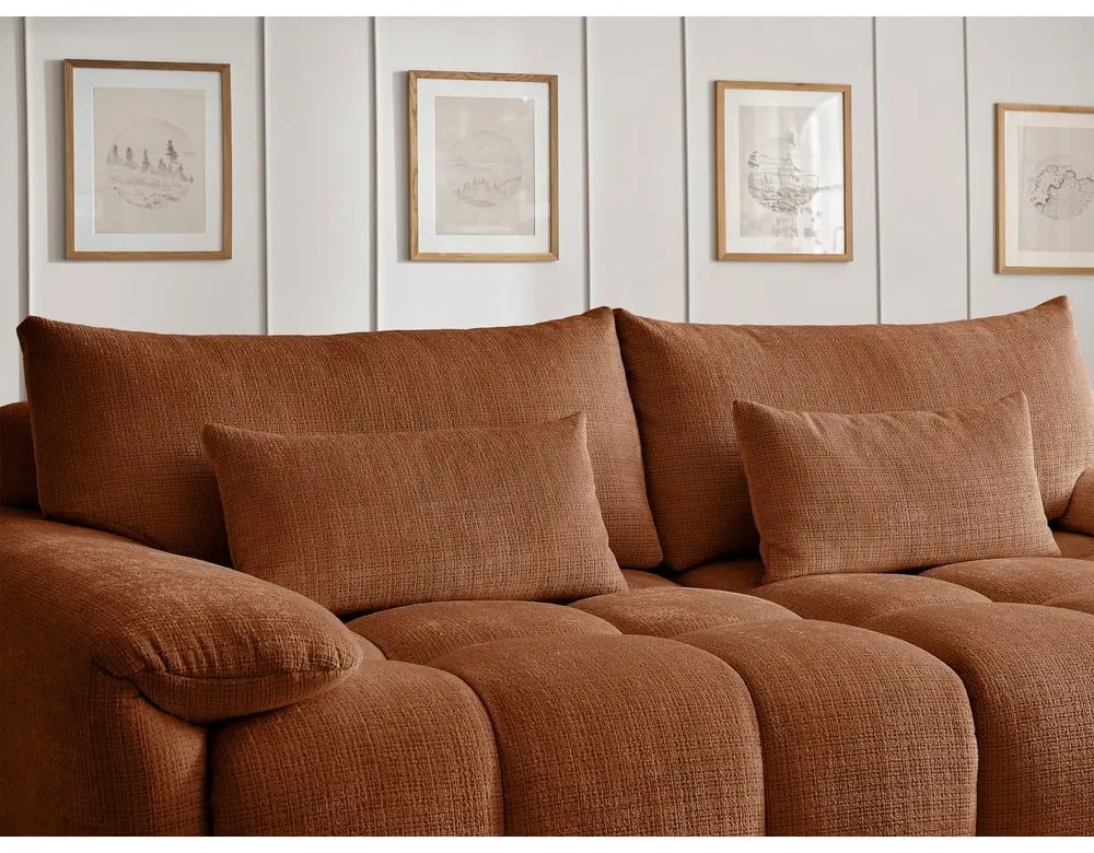 Ženilková pohovka v tehlovej farbe 264 cm Ivane – Bobochic Paris