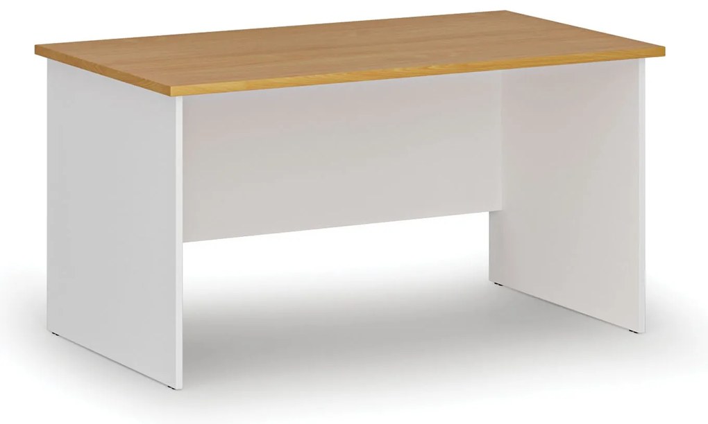 Kancelársky písací stôl PRIMO WHITE, 140x80 cm, biela/buk