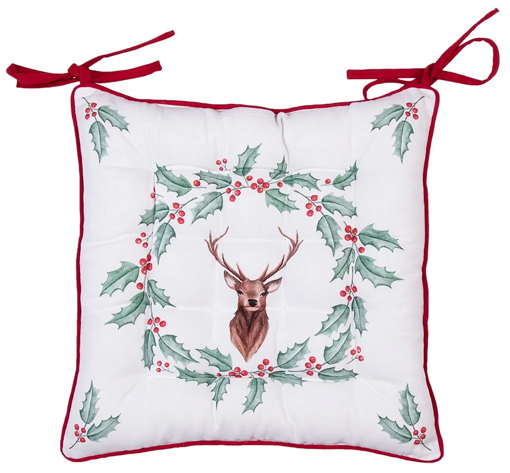 Podsedák na stoličku s výplňou Holly Christmas s jeleňom - 40 * 40 cm