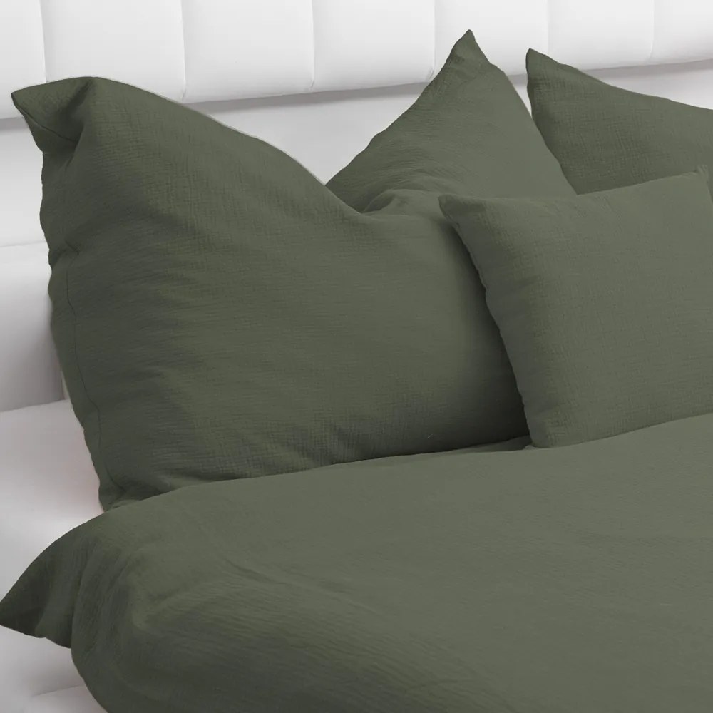 Biante Detské mušelínové posteľné obliečky do postieľky MSN-076 Zelená khaki Do postieľky 90x140 a 40x60 cm