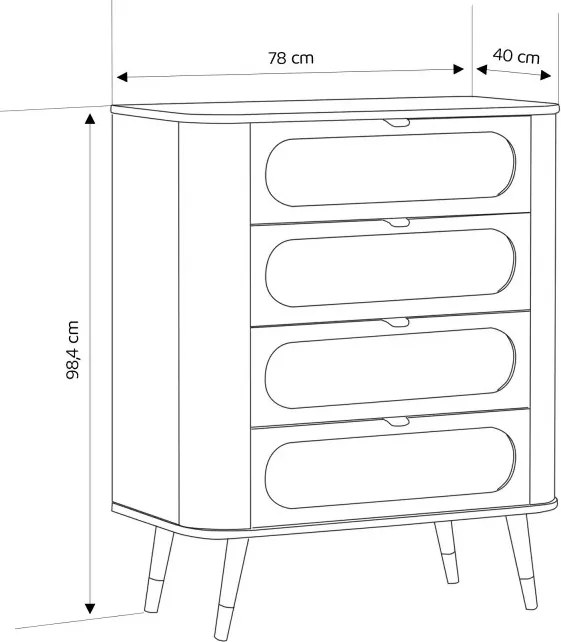 Vysoká komoda ERKAN 78 cm matná čierna