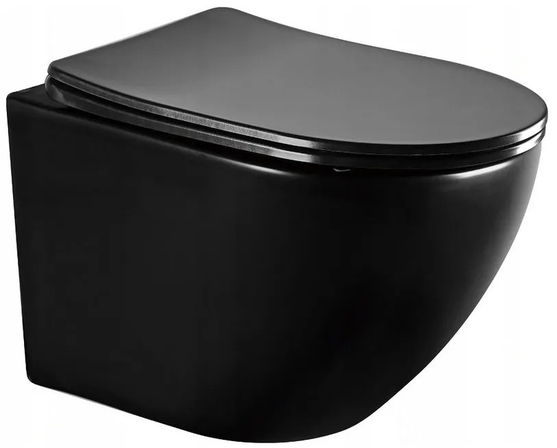 Závesný set GEBERIT Duofix Basic+ WC LENA Rimless 48 x 36 cm + pomaly padajúca doska Slim, čierna, 3322XX85+39100185