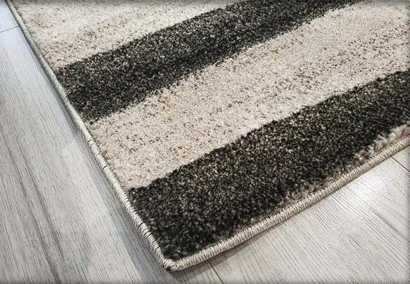 HU Béžovo-čierny pruhovaný koberec Rio 160-Cream-Cream Rozmer: 160x220 cm
