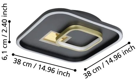 Eglo 901245 - LED Stropné svietidlo TIRIOLO LED/16,2W/230V+1xLED/9,2W čierna/zlatá