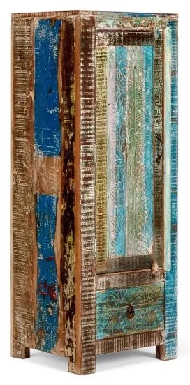 furniture-nabytek.cz - Masívna kúpeľňová vysoká komoda Blue Lagoon z mangového dreva, lakovaná, farebná – 50×45×135 cm