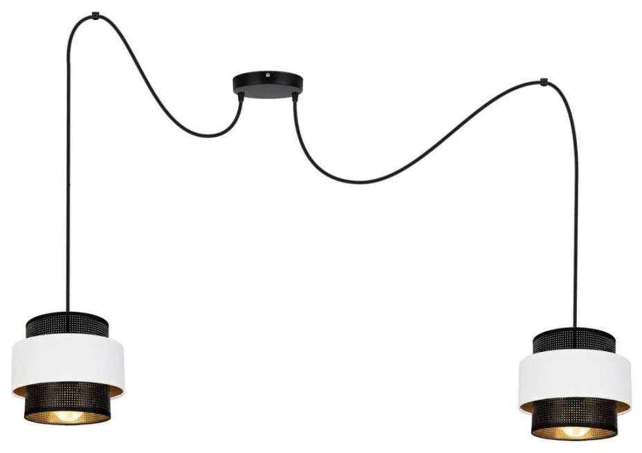 Luster na lanku NESS 2xE27/60W/230V pavúk čierna/biela