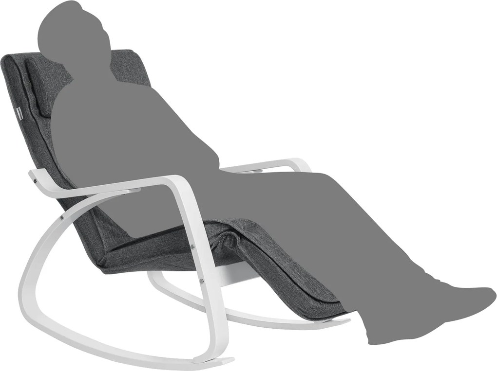 Hojdacie kreslo brezové, relaxačné kreslo, 5 stupňová nastaviteľná opierka nôh, tmavošedé