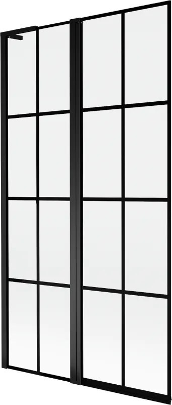Mexen Mist L vanová sprchová zástena dvojdverová ľavá 100 x 150 cm, čierna mriežka, čierna - 8A9L-100-011-70-77-L