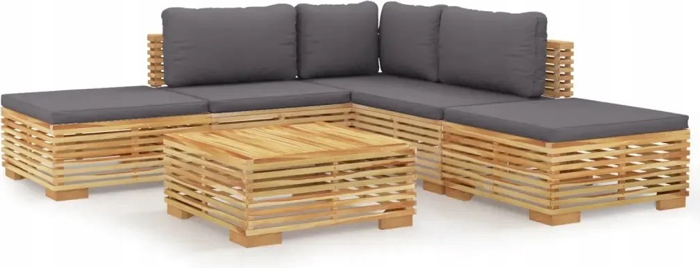vidaXL 6-dielna sedacia súprava do záhrady, vankúše, teakové drevo