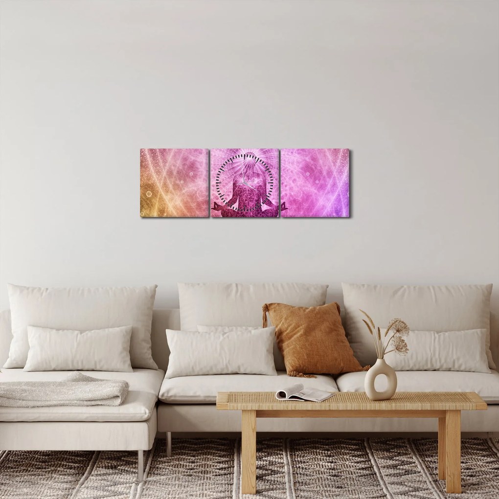 Obraz - Meditačná aura (s hodinami) (90x30 cm)