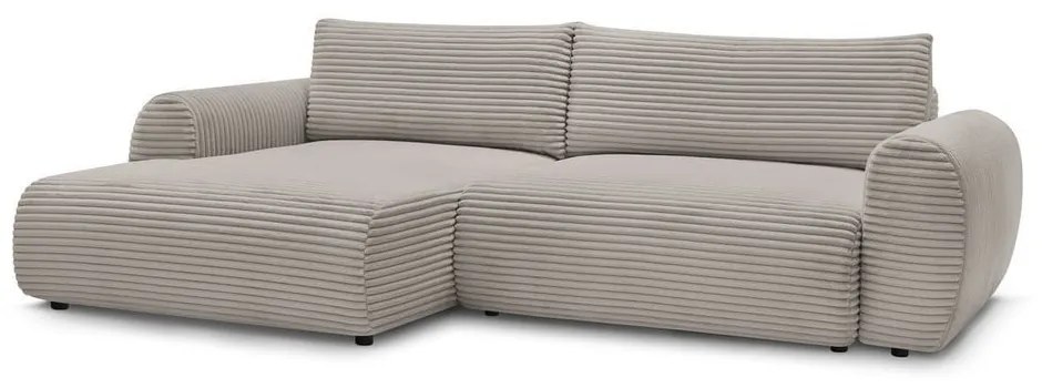 Svetlosivo-béžová menčestrová rozkladacia rohová pohovka (ľavý roh) Lucien – Bobochic Paris