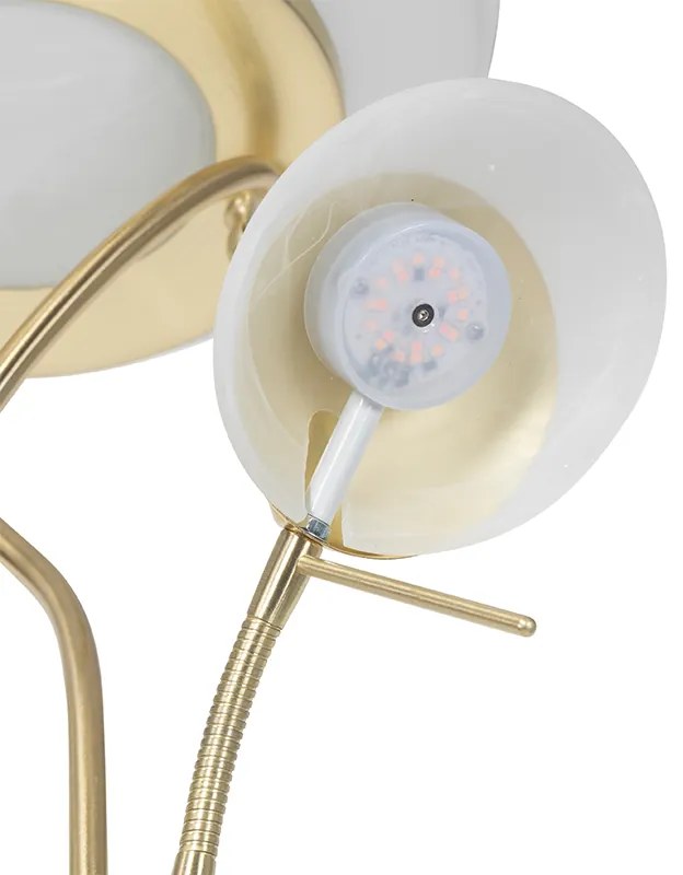 Stojaca lampa mosadz s lampou na čítanie vrátane LED a stmievača - Empoli