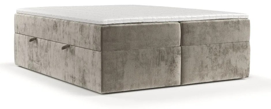 Svetlohnedá boxspring posteľ s úložným priestorom 200x200 cm Yoko – Maison de Rêve