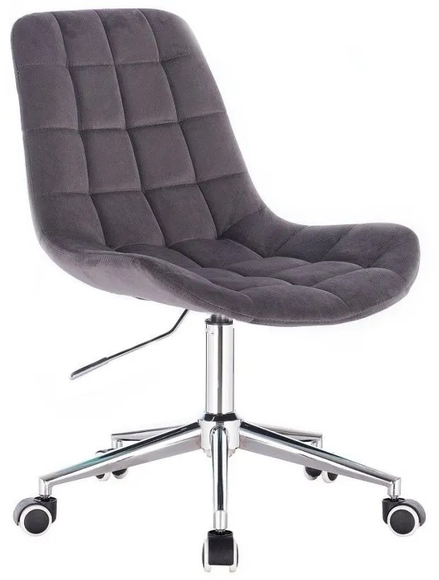 LuxuryForm DESIGN Stolička PARIS VELUR na striebornej podstave s kolieskami - sivá