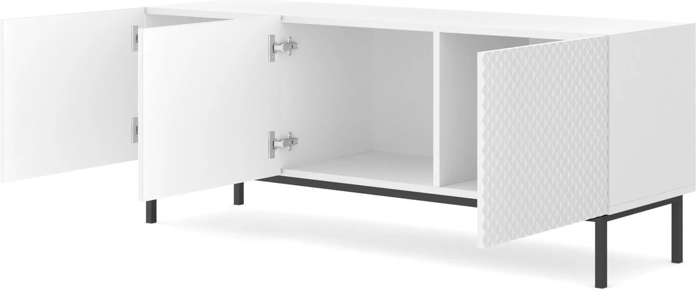 TV skrinka/stolík C 3D 150 Rowanna (biela lesklá + čierna). Vlastná spoľahlivá doprava až k Vám domov. 1125049
