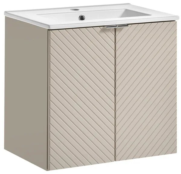 Závesná skrinka Viva Kašmír Tanec II so zápustným umývadlom 60 cm kašmírová