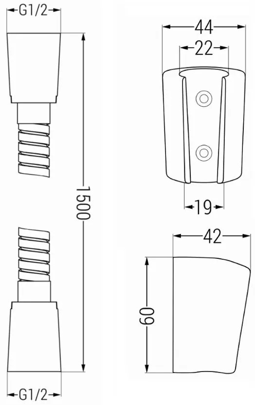 Mexen príslušenstvo - 1-bodový ručný sprchový set R-40, biela, 785406052-20