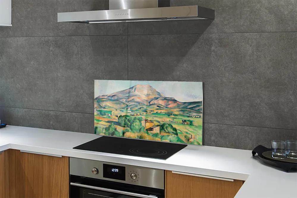 Sklenený obklad do kuchyne Art lúka s výhľadom na vrchol 100x50 cm