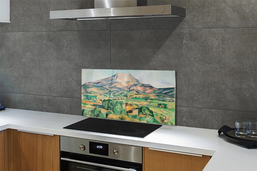 Sklenený obklad do kuchyne Art lúka s výhľadom na vrchol 125x50 cm