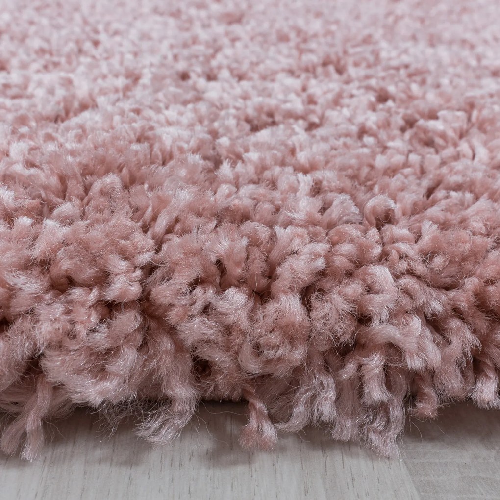 Ayyildiz, Kusový koberec Sydney Shaggy 3000 rose kruh, 80x80 (priemer) kruh, ružová, obývacia izba