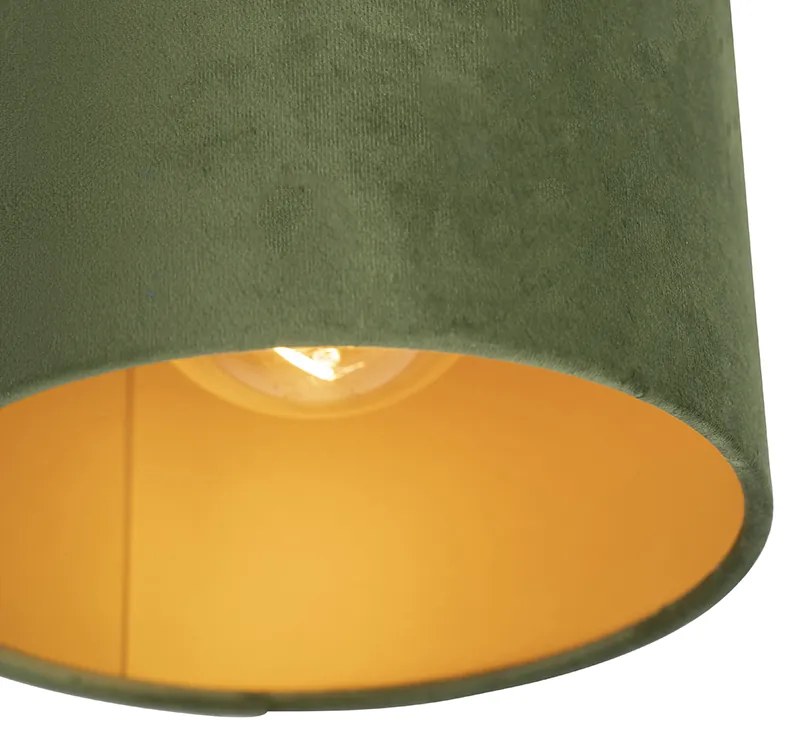 Stropné svietidlo s velúrovým odtieňom zelené so zlatým 20 cm - čierne Combi