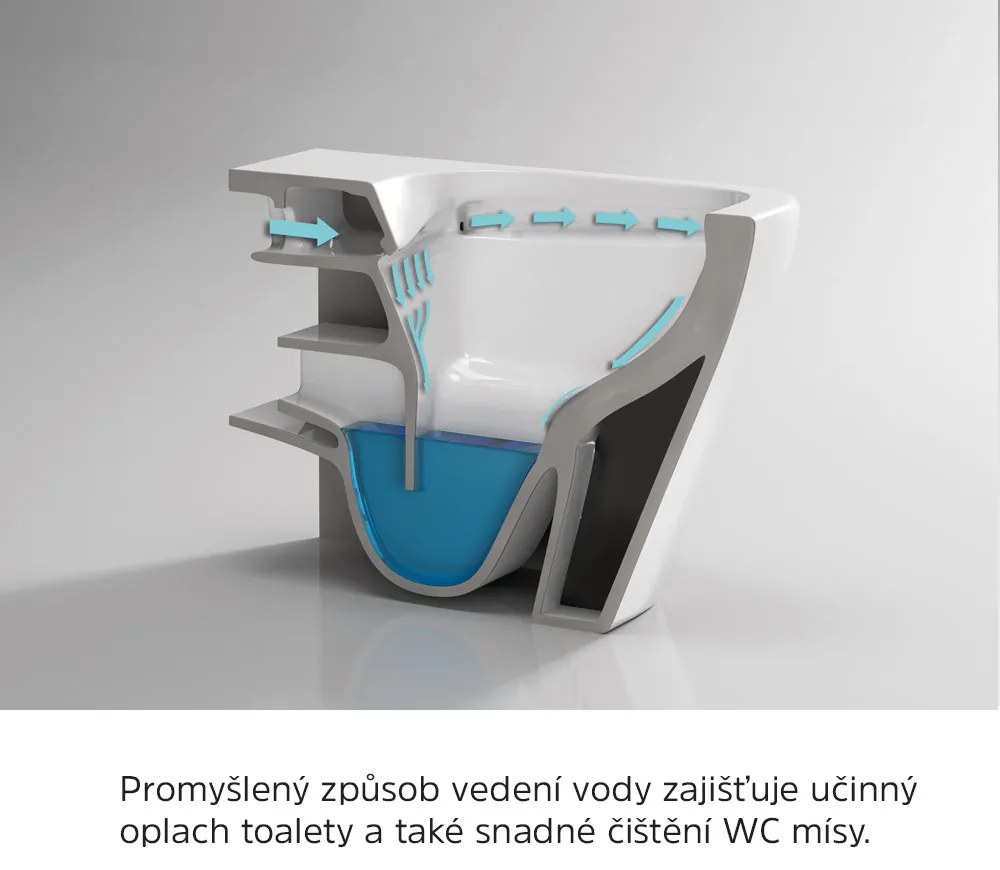 Mereo Mereo, WC závesné kapotované, RIMLESS, 490x370x360, keramické, vr. sedátka CSS115SN, MER-VSD82S2