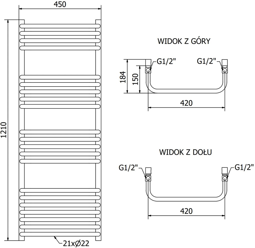 Mexen Apollo, elektrické vykurovacie teleso 1210x450 mm + vykurovacia tyč 600 W, biela, W117-1210-450-2600-20