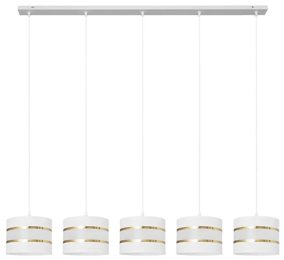 Luster na lanku HELEN 5xE27/15W/230V biela/zlatá