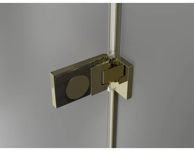 Mexen Lunar-F L, 1-krídlový sprchový kút so skladacími dverami, pravý, 75 x 70 cm, 8mm číre sklo, zlatý lesklý profil, 836L-075-070-50-00-P