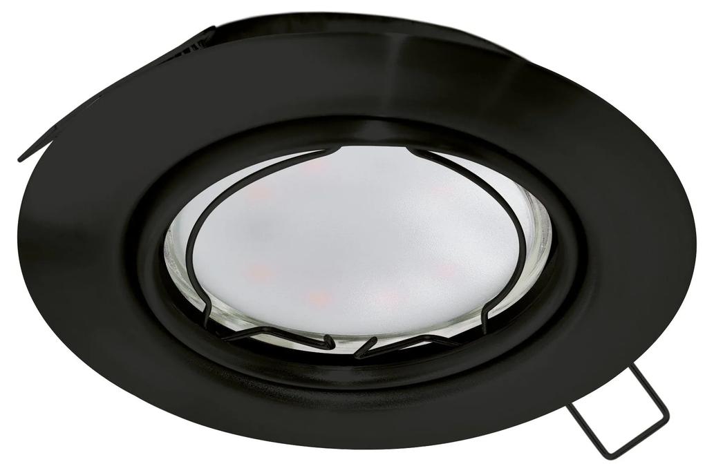 EGLO LED zápustné bodové svetlo PENETO, 1x4, 6W, teplá biela, 9cm, okrúhle, čierne