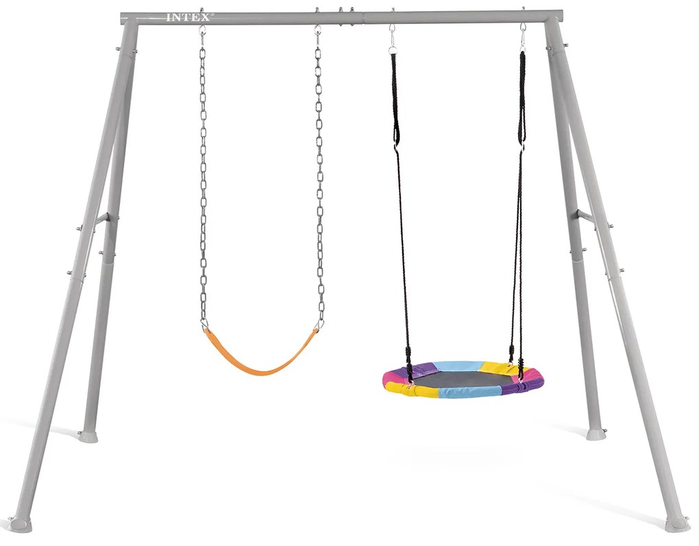 INTEX Detská záhradná hojdačka 44126 – dvojitá (klasická + bocianie hniezdo) pre 3 deti