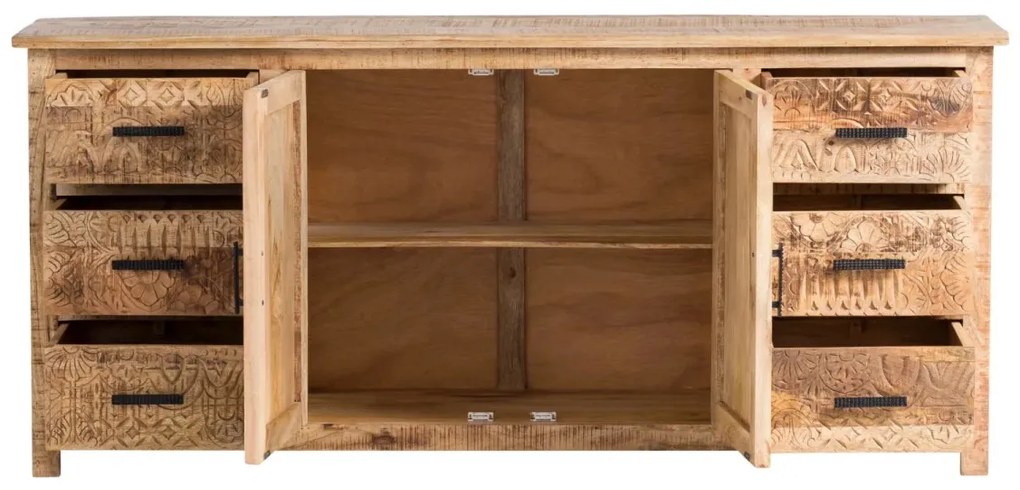 furniture-nabytek.cz - Masivní příborník Mumbai z mangového dřeva, lakovaný, hnědý – 180×42×80 cm