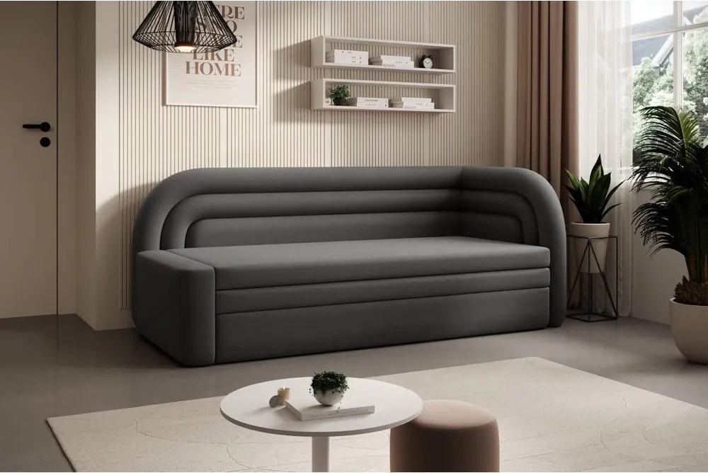 Taupe zamatová rozkladacia/s úložným priestorom pohovka pravý roh 223 cm Fabillo – ELTAP