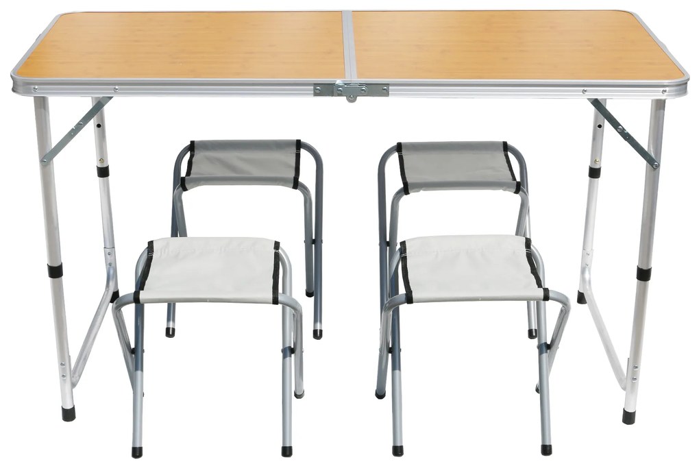 Kempingová zostava s hnedým stolom