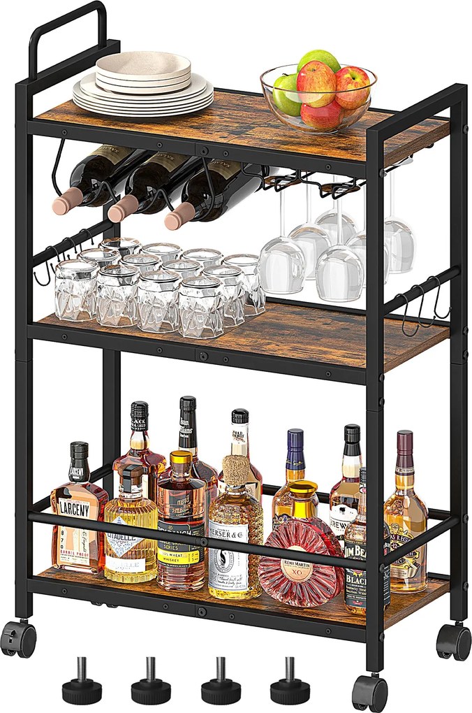 Servírovací vozík Houseland Lexo hnědý/černý