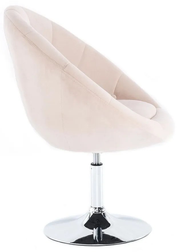 LuxuryForm DESIGN Kreslo VERA VELUR na striebornom tanieri - krémové