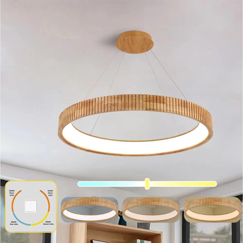 Brilagi - Závesný LED luster na lankách FALCON WOOD MODERN LED/60W/230V pr. 80 cm drevo