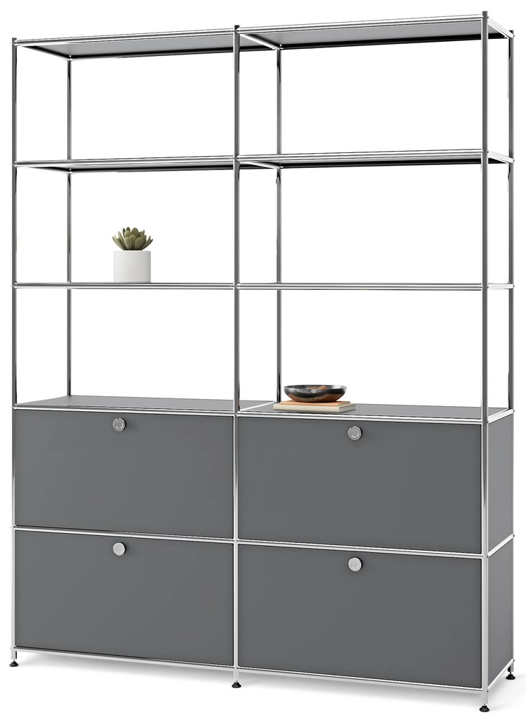 Vysoká kovová skrinka »CN3« so 4 výklopnými priečinkami, sivá