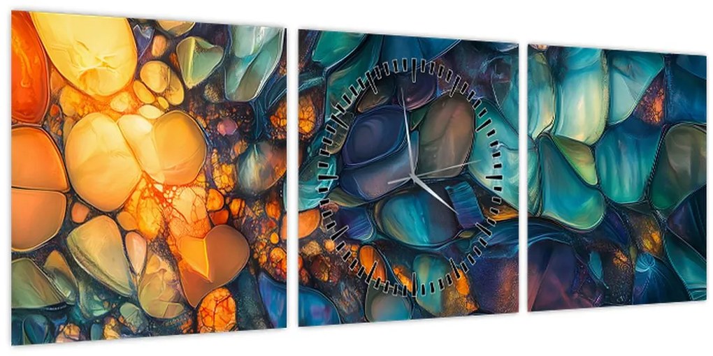 Obraz - Sklenená mozaika (s hodinami) (90x30 cm)