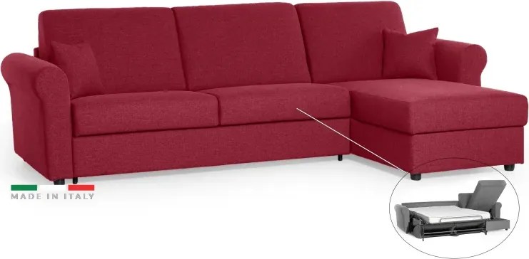 Rohová sedacia súpravana každodenné spanie SAVONA s rozkladom, tm. červená (penelope 12), 140
