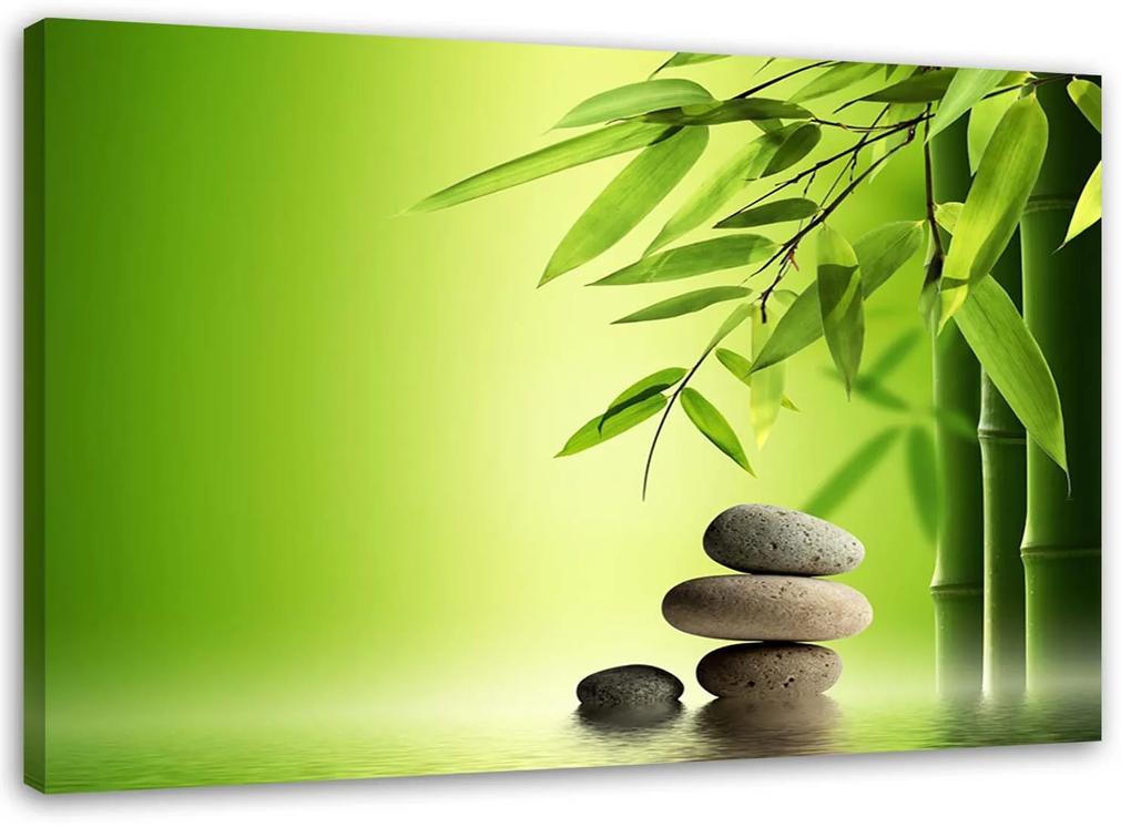 Gario Obraz na plátne Zenové kamene a bambus na zelenom pozadí Rozmery: 60 x 40 cm