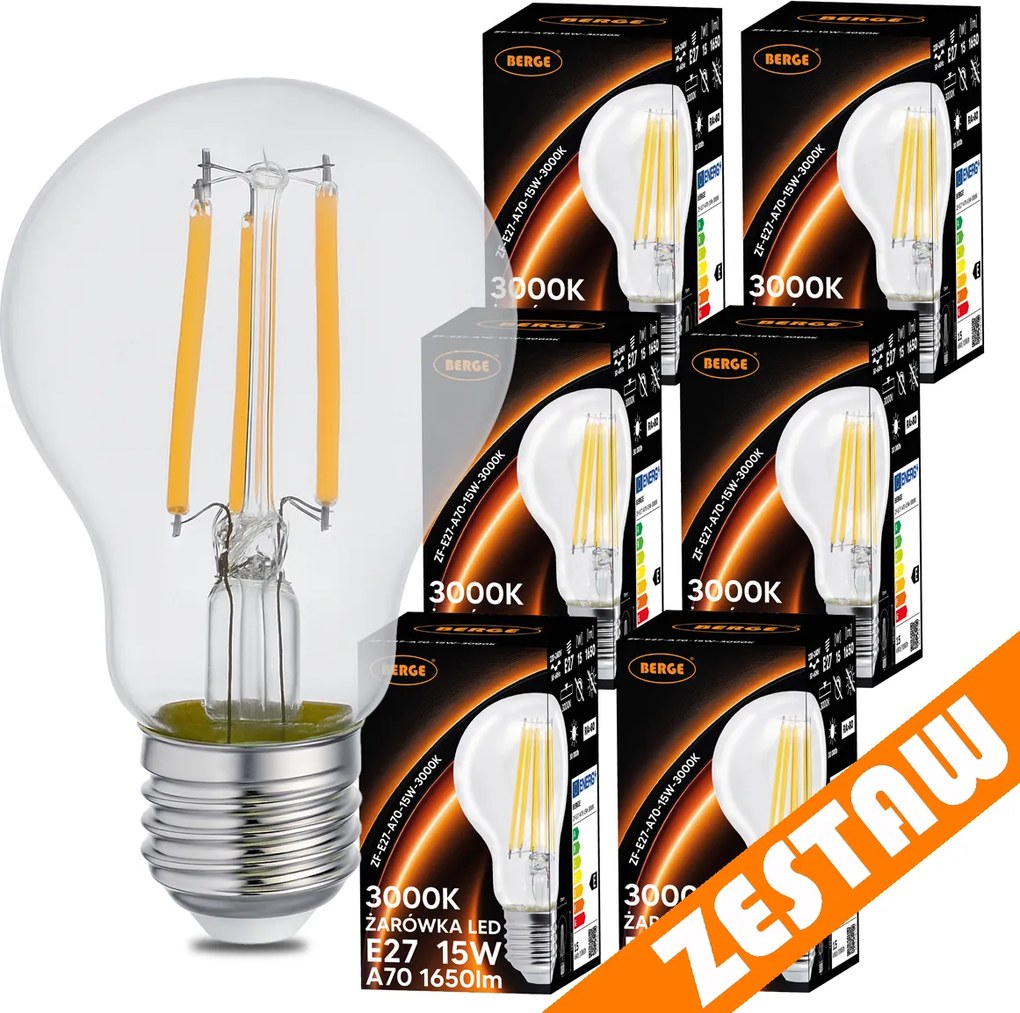 SADA 6x LED žiarovka E27 15W 1650lm 3000K - tepla biela