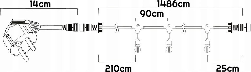 BERGE LED vonkajšia girlanda 15m - 15xLED Atmospheric Fire FLAME