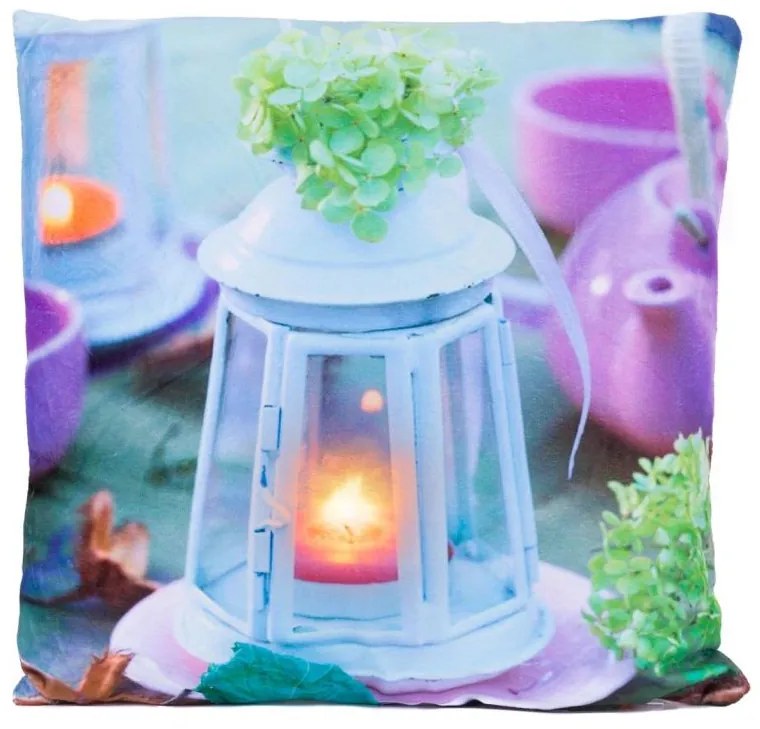 Nexos 68493 Dekoračný vankúš s LED osvetlením Lucerna - 38 x 38 cm