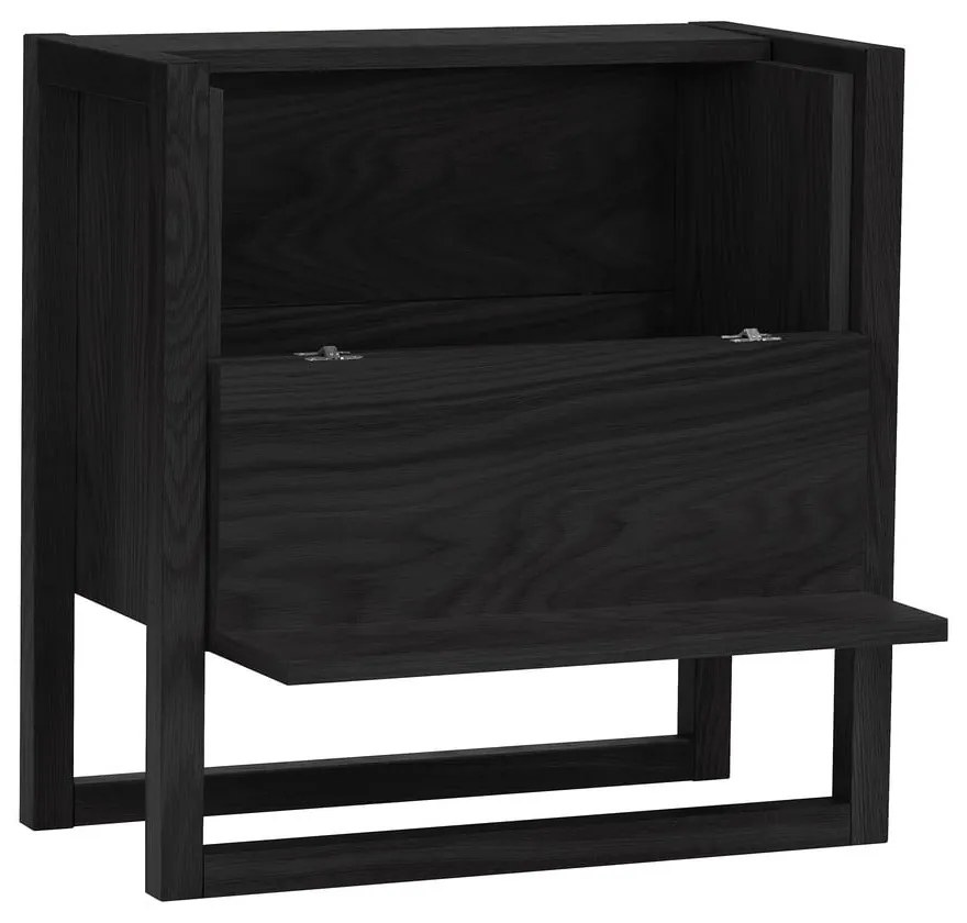 Čierna vinotéka z dubového dreva 59x60 cm NewEst - Woodman