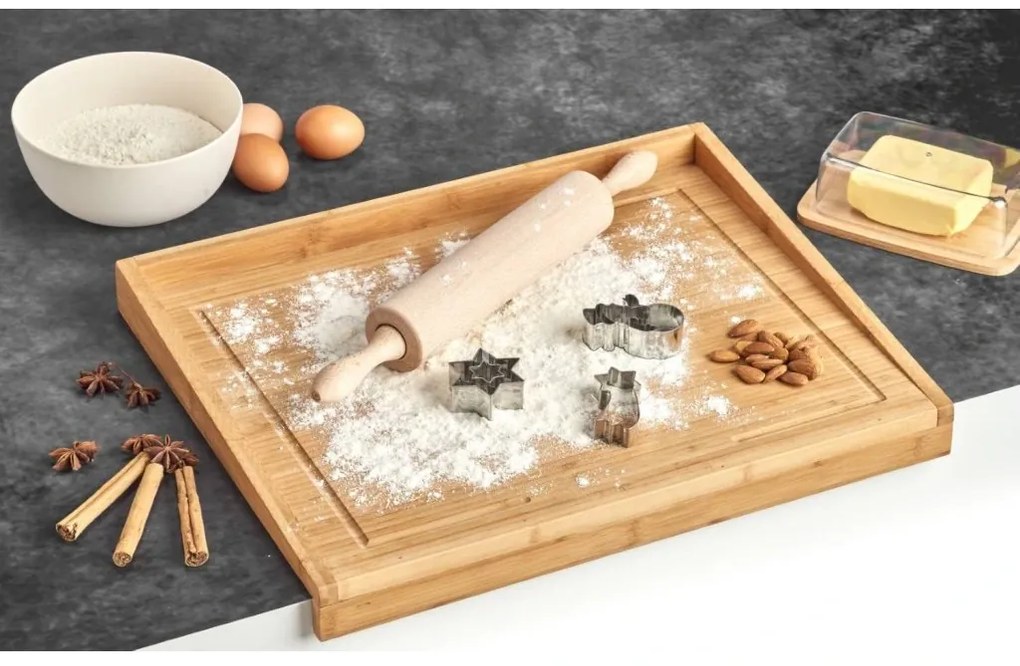 Zeller Present Krájacia doska, valček, bambusová so zarážkou, 50x40