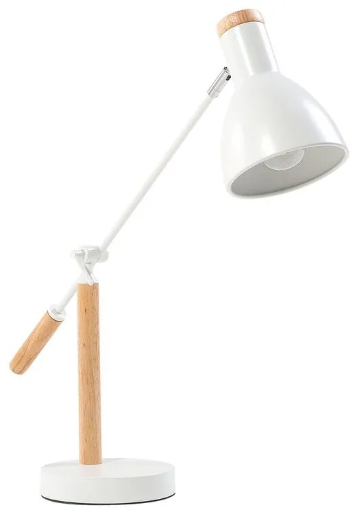 Biela stolná lampa z dreva a kovu PECKOS Beliani